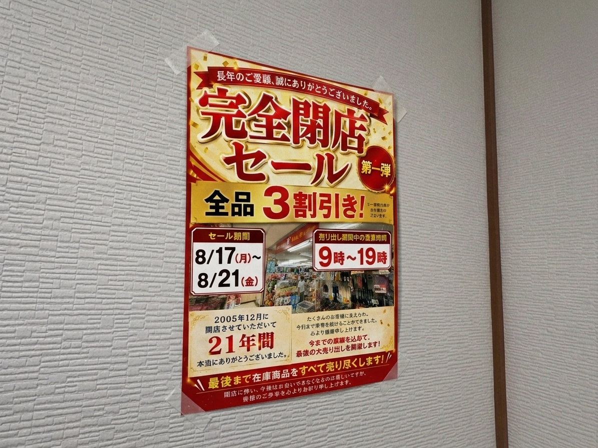 ジムラッキーの閉店セールチラシ